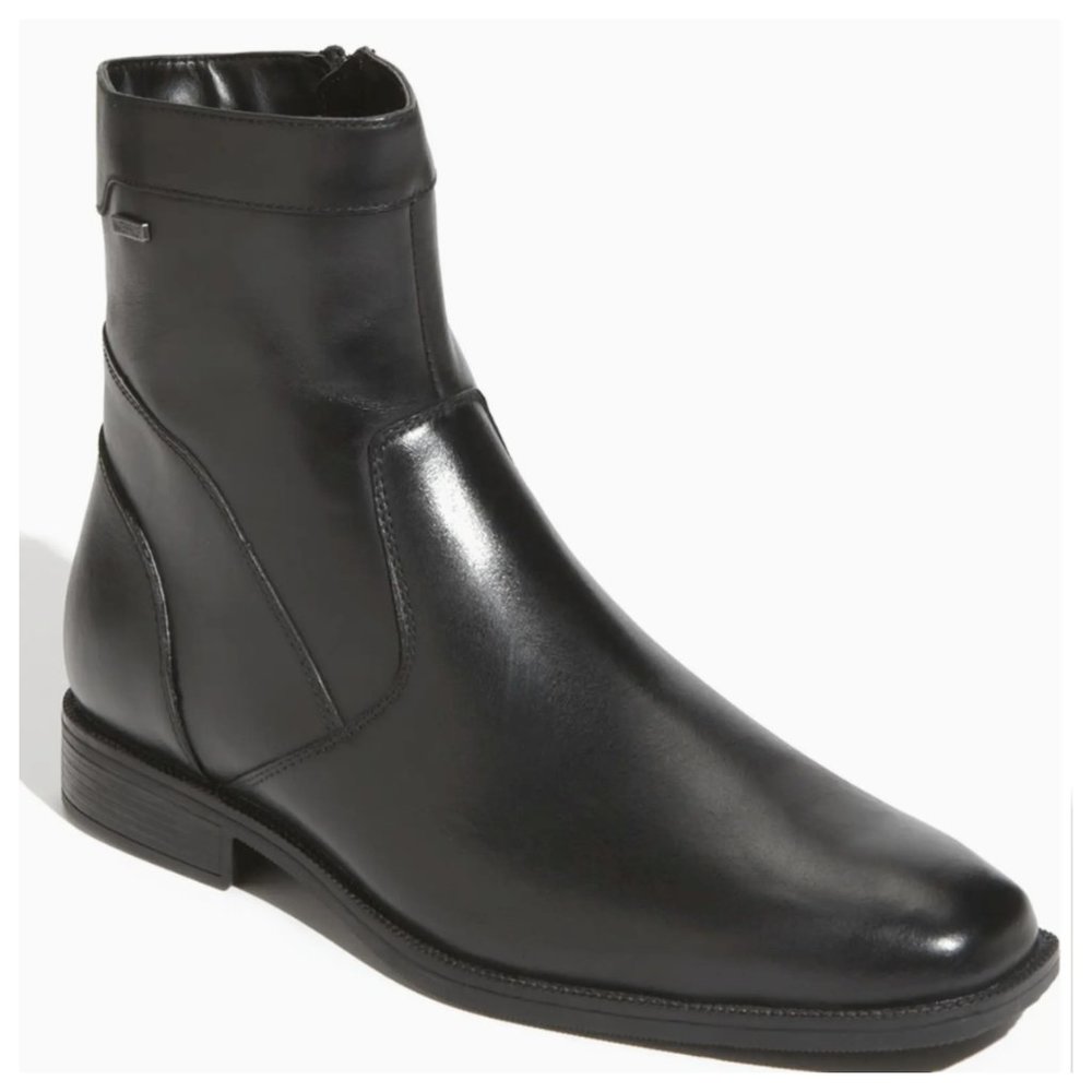 Blondo Valerio Mens Waterproof Ankle Boot Black Leather Square Toe Size 10.5
